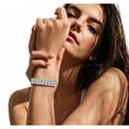 thumbnail image 1 of Unir Stretch Full Rhinestone Bracelet Elastic Tennis Bracelet Stackable Silver Bangle for Women Wedding Party Jewelry Gift 1pc One Size White, 1 of 7