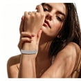thumbnail image 1 of Unir Stretch Full Rhinestone Bracelet Elastic Tennis Bracelet Stackable Silver Bangle for Women Wedding Party Jewelry Gift 1pc One Size White, 1 of 7