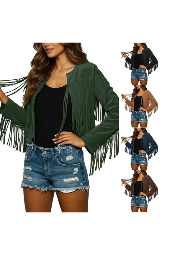 Vintage Suede Feel Open Front Cardigan for Women, Long Sleeve Relaxed Fit, Comfortable Everyday Fall Outerwear, 1 Piece, S-XXL, Plus Size Friendly