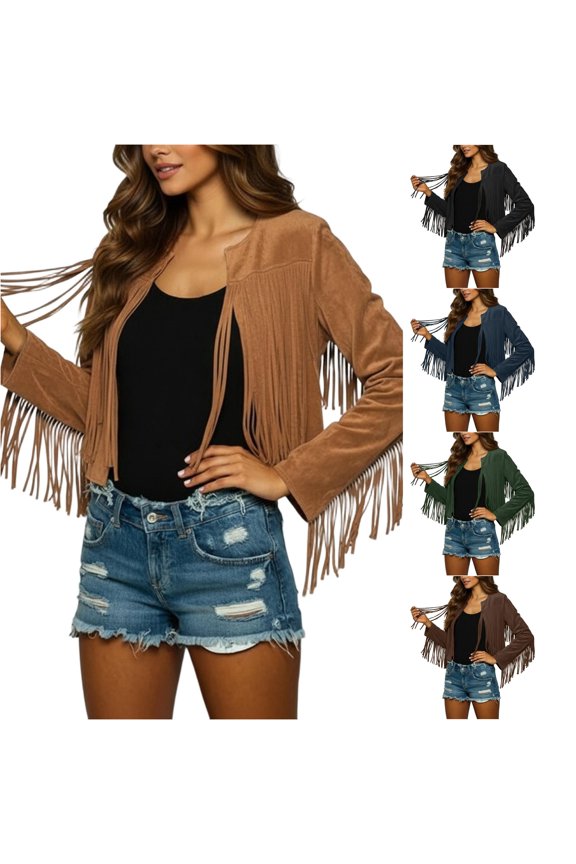Vintage Suede Feel Open Front Cardigan for Women, Long Sleeve Relaxed Fit, Comfortable Everyday Fall Outerwear, 1 Piece, S-XXL, Plus Size Friendly