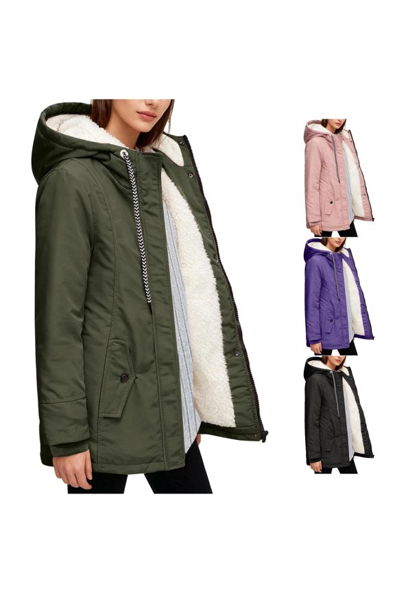 Waterproof Lined Casual Hoodie Jacket for Women, Full Zip Warm Winter Outerwear, Practical Everyday Coat, 1 Piece, S-XXL, Plus Size Friendly