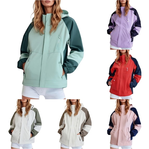 Unir Waterproof Hiking Soft Shell Jacket for Women, Hooded Windproof, Lightweight Outdoor Travel Coat, 1 Piece, L-XXXXL, Plus Size Friendly