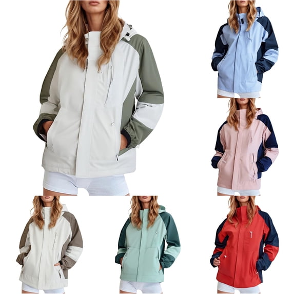Unir Waterproof Hiking Soft Shell Jacket for Women, Hooded Windproof, Lightweight Outdoor Travel Coat, 1 Piece, L-XXXXL, Plus Size Friendly