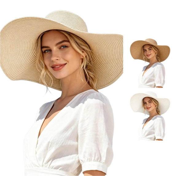 Unir Wide Brim UV Protection Sun Hat for Women, Floppy Paper Straw Beach Hat, Lightweight Summer Casual Hat, 1 Piece, One Size