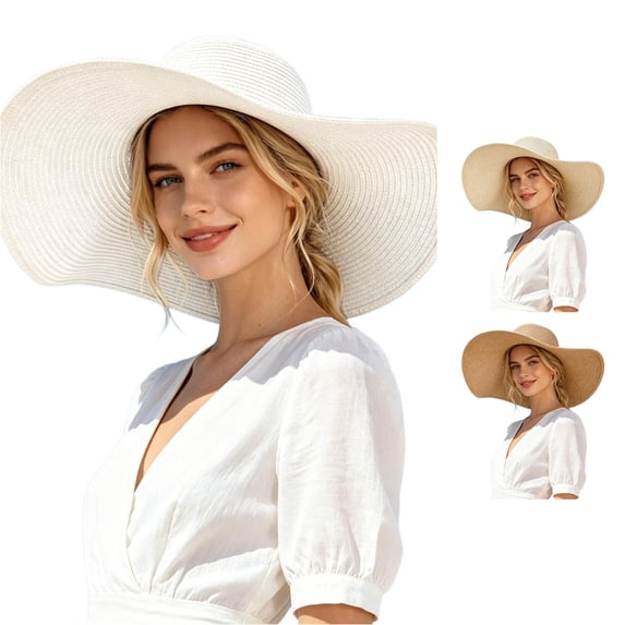 Unir Wide Brim UV Protection Sun Hat for Women, Floppy Paper Straw Beach Hat, Lightweight Summer Casual Hat, 1 Piece, One Size