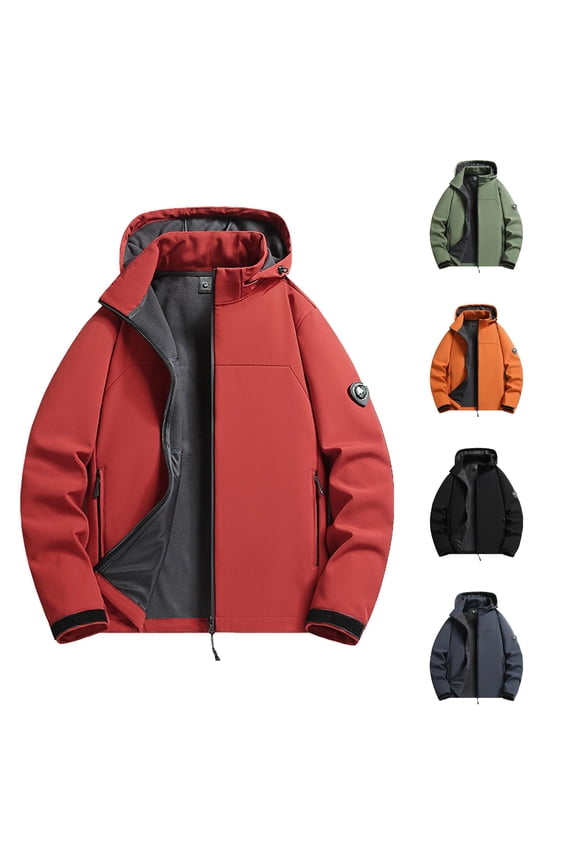 Windproof Lined Hooded Sports Jacket for Unisex, Full Zip Long Sleeve with Pockets, Casual Everyday Outdoor Outerwear, 1 Piece, M-6XL, Plus Size Friendly