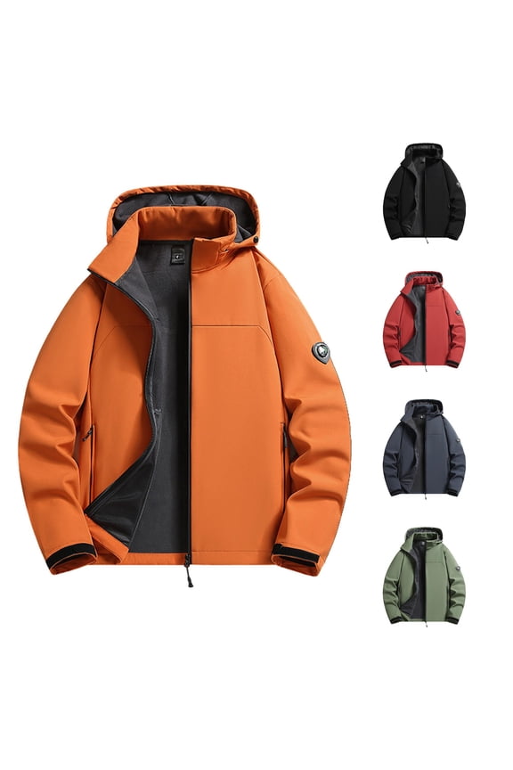 Windproof Lined Hooded Sports Jacket for Unisex, Full Zip Long Sleeve with Pockets, Casual Everyday Outdoor Outerwear, 1 Piece, M-6XL, Plus Size Friendly