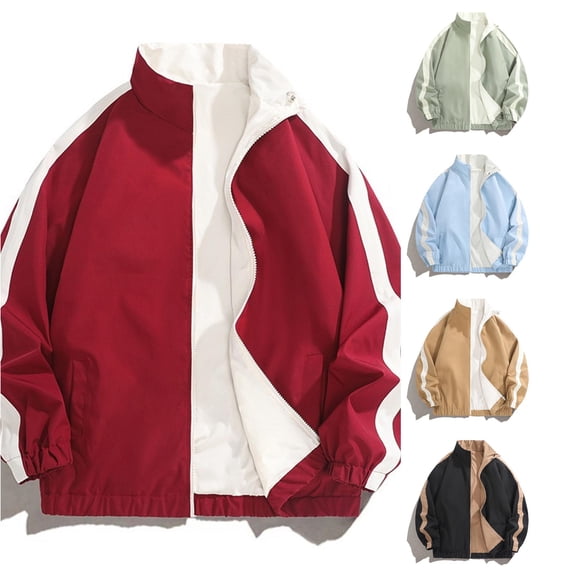 Unir Windproof Reversible Stand Collar Jacket for Women, Full Zip Long Sleeve with Pockets, Water Resistant Everyday Fall Outerwear, 1 Piece, S-3XL, Plus Size Friendly