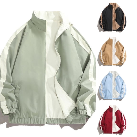 Unir Windproof Reversible Stand Collar Jacket for Women, Full Zip Long Sleeve with Pockets, Water Resistant Everyday Fall Outerwear, 1 Piece, S-3XL, Plus Size Friendly