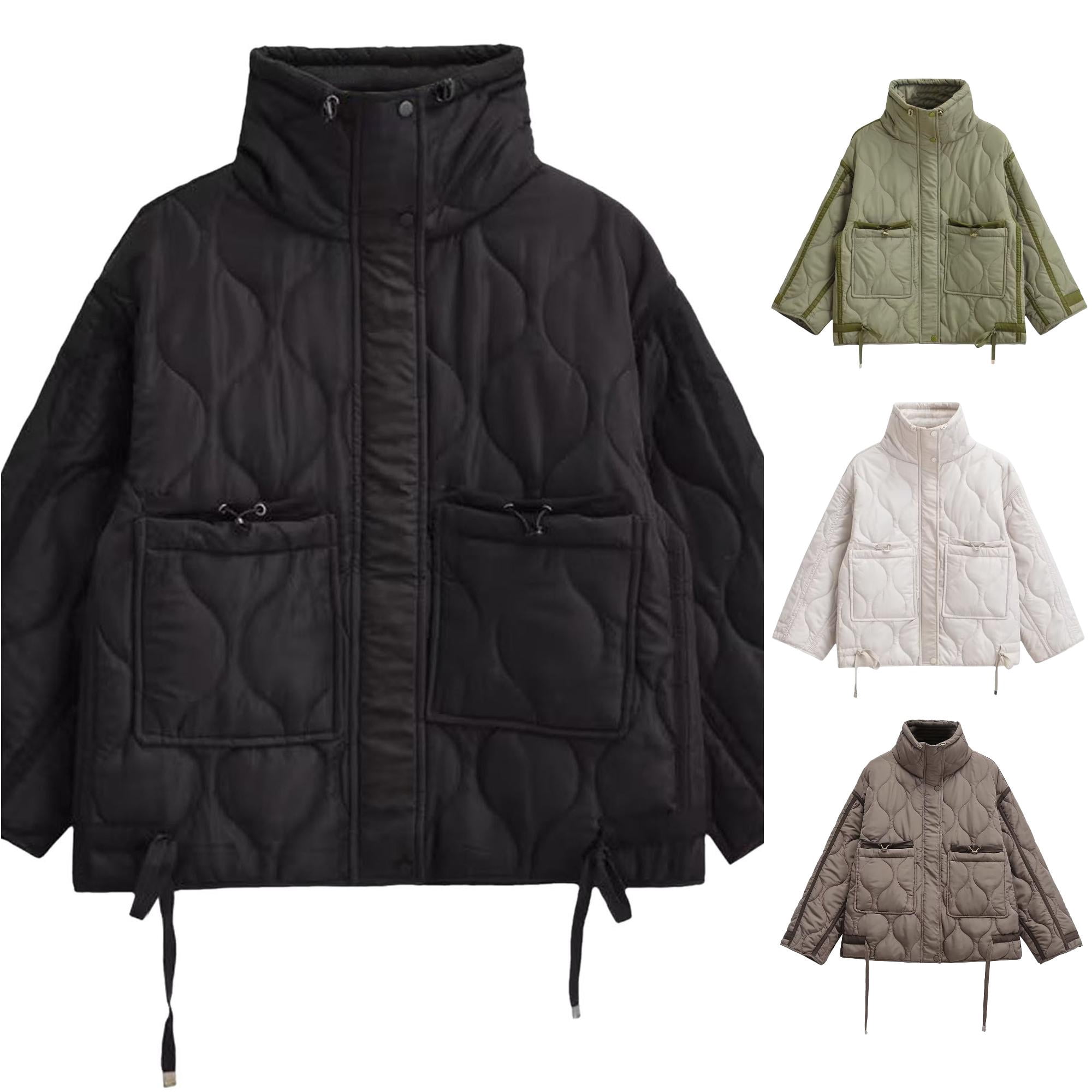 Unir Winter Jackets For Women, Oversized Wave‑Quilted Short Puffer Coat ...
