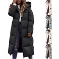 thumbnail image 1 of Unir Winter Jackets for Women, Womens Long Puffer Jacket with Fixed Hood, Knee‑Length Quilted Winter Outerwear, Zip‑Up Insulated Casual Coat, S‑XL, 1 of 4