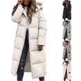 thumbnail image 1 of Unir Winter Jackets for Women, Womens Long Puffer Jacket with Fixed Hood, Knee‑Length Quilted Winter Outerwear, Zip‑Up Insulated Casual Coat, S‑XL, 1 of 4