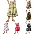 thumbnail image 1 of Unir Women Assorted Vintage Floral Print Multi-Tiered Flow Four Way Stretch Midi Skirt Drawstring Ruffle Waist Casual Side Pocket Long Bottom 1PC S-XXL Plus Size Friendly, 1 of 5