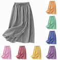 thumbnail image 1 of Unir Women Classic Small Gingham Check Flowy Linen Blend Midi Skirt Drawstring Elastic Waist Casual Long Bottom 1PC M-XXL Plus Size Friendly, 1 of 5