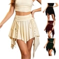thumbnail image 1 of Unir Women Drawstring Pleated Asymmetrical Mini Skirt Y2K Solid Twill Pirate Casual Bottom 1PC S-XXL Plus Size Friendly, 1 of 5