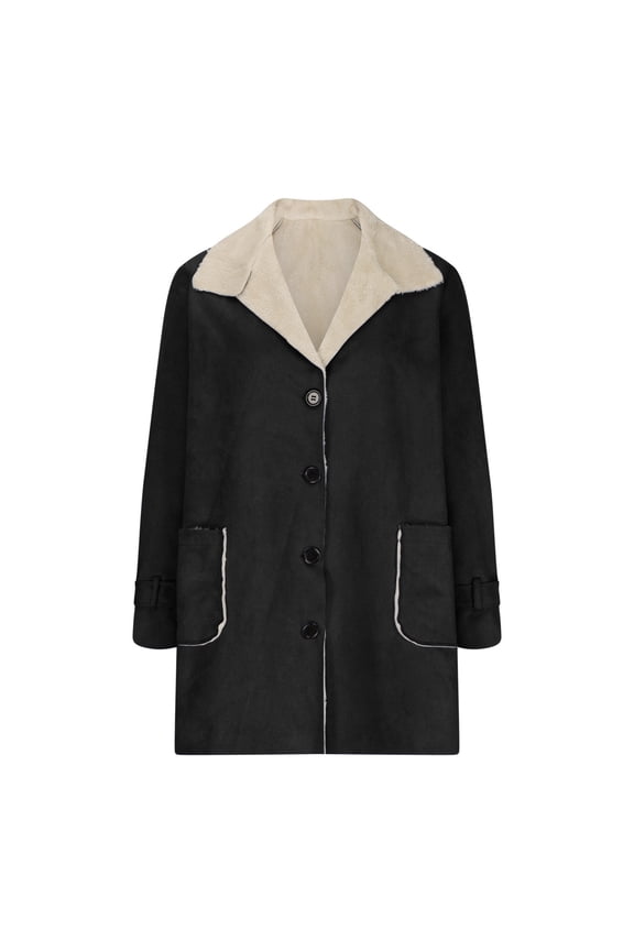 Women Lined Suede Lapel Button Mid Length Peacoat Reinforced Stitching Resistant Winter Outerwear 1pc S-XXL True To Size Plus Size Friendly