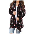 thumbnail image 1 of Unir Women Open Front Christmas Print Long Sleeve Flowy Hem Cardigan Reinforced Stitching Resistant Polyester Holiday Cover Up 1pc S-XXL True To Size, 1 of 7