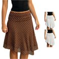 thumbnail image 1 of Unir Women Scattered Polka Dot Double Layer Chiffon Asymmetrical Midi Skirt Ruched Elastic Waist Summer Casual Long Bottom 1PC XS-XL Plus Size Friendly, 1 of 4