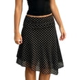 thumbnail image 1 of Unir Women Scattered Polka Dot Double Layer Chiffon Asymmetrical Midi Skirt Ruched Elastic Waist Summer Casual Long Bottom 1PC XS-XL Plus Size Friendly, 1 of 4