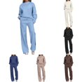 thumbnail image 1 of Unir Women Solid Loungewear 2 Piece Set, Crew Neck Loose Sweatshirt & Elastic Drawstring Wide Leg Pants Relaxed Home Wear True To Size, 1 of 7