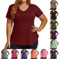 thumbnail image 1 of Unir Women's Breathable Cotton-Feel Athletic T-Shirt, Loose Fit V-Neck Short Sleeve Workout Top, 1 Piece, S-XXL Plus Size Friendly, 1 of 4