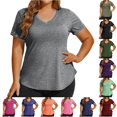 thumbnail image 1 of Unir Women's Breathable Cotton-Feel Athletic T-Shirt, Loose Fit V-Neck Short Sleeve Workout Top, 1 Piece, S-XXL Plus Size Friendly, 1 of 4
