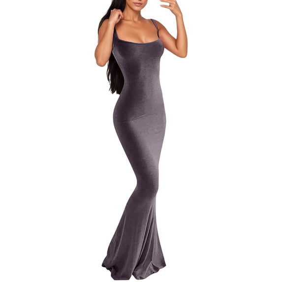Unir Women's Casual Maxi Dress, Sleeveless Spaghetti Strap Bodycon Long Dress for Loungewear & Summer Occasions, 1PC, XS-XXXL