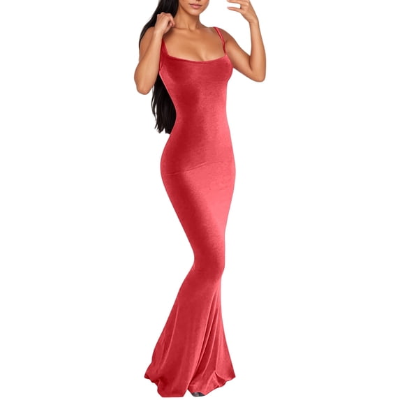 Unir Women's Casual Maxi Dress, Sleeveless Spaghetti Strap Bodycon Long Dress for Loungewear & Summer Occasions, 1PC, XS-XXXL