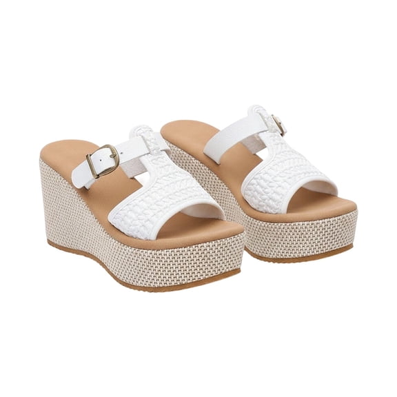 Unir Women's Casual PU Platform Wedge Mules, Hollow Out Woven Strap Buckle Thick Sole Summer Beach Sandals for Petite & Street Style, 1Pair, 36-43