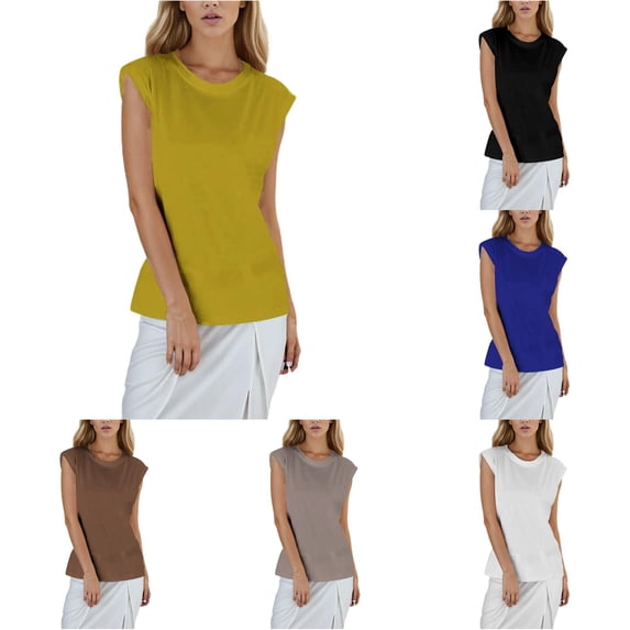 Unir Women's Casual Sleeveless Tank Top, Loose Fit Crew Neck Basic T-Shirt, 1 Piece, M-XXL Plus Size Friendly