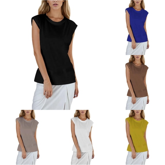 Unir Women's Casual Sleeveless Tank Top, Loose Fit Crew Neck Basic T-Shirt, 1 Piece, M-XXL Plus Size Friendly