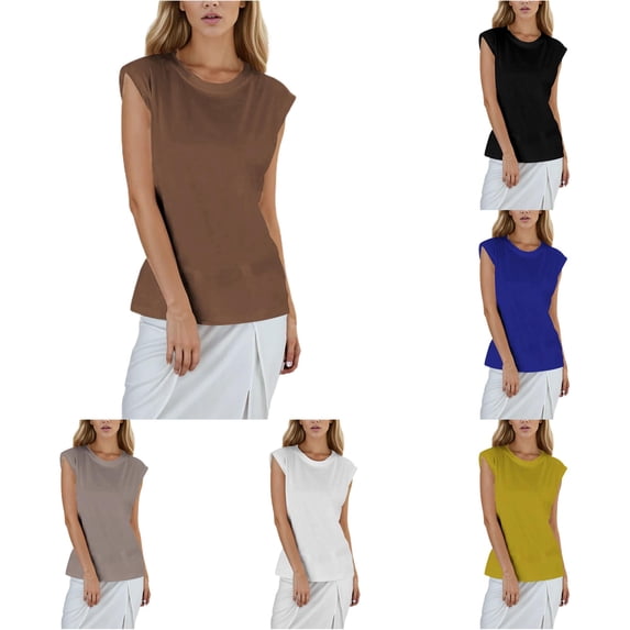 Unir Women's Casual Sleeveless Tank Top, Loose Fit Crew Neck Basic T-Shirt, 1 Piece, M-XXL Plus Size Friendly