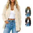 thumbnail image 1 of Unir Women’s Casual Solid Corduroy Collared Button Down Shacket Jacket, Long Sleeve Pocket Relaxed Fit Lightweight Outerwear For Fall Winter Daily Wear Size S-XXL Plus Size Friendly, 1 of 5