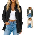 thumbnail image 1 of Unir Women’s Casual Solid Corduroy Collared Button Down Shacket Jacket, Long Sleeve Pocket Relaxed Fit Lightweight Outerwear For Fall Winter Daily Wear Size S-XXL Plus Size Friendly, 1 of 5