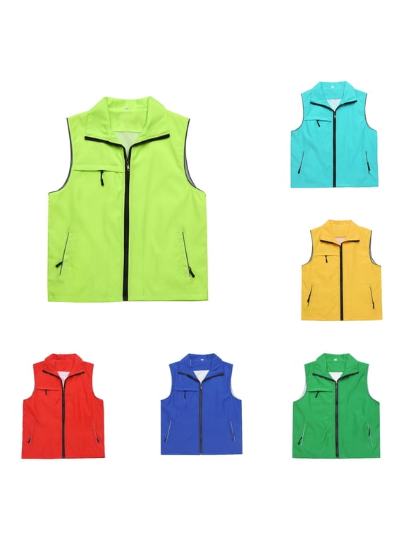 Women's Coats, Jackets & Vests, Multi Pocket Nylon Sleeveless Jacket, Stand Collar Zip Up Casual Outerwear Sleeveless Top with Storage Pockets, 1 Pack, M-XXXXL, Plus Size Friendly