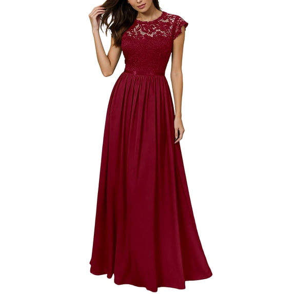 Unir Women's Formal Lace Dress, Chiffon Skirt Lace Bodice Evening Gown, 1PC, S-XXL