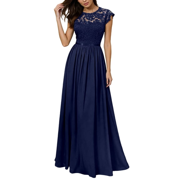 Unir Women's Formal Lace Dress, Chiffon Skirt Lace Bodice Evening Gown, 1PC, S-XXL