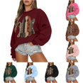 thumbnail image 1 of Unir Women's Halloween Patchwork Ghost Layering Pullover Crew Neck No Hood Sweatshirt Long Sleeve Casual Top 1PC S-XXL Plus Size Friendly, 1 of 4