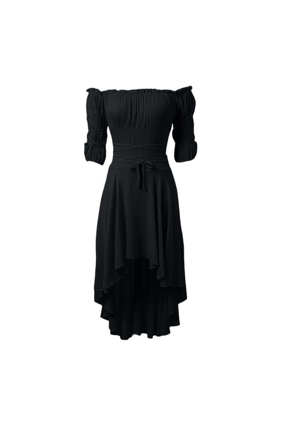 Women's High Low Party Dress, Off Shoulder Drawstring Disco Dance Dress for Festival & Stage Costumes, 1PC, S-XXL