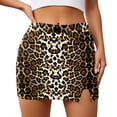 thumbnail image 1 of Unir Women's Leopard Bodycon Mini Skirt, High Waist Slit Skirt with Liner Shorts, 1PC, XS-XXL, 1 of 6