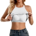 thumbnail image 1 of Unir Women's Padded Halter Cami Top Racerback Cotton Feel Cropped Casual Summer Sleeveless Tank, 1 Piece, One Size Plus Size Friendly, 1 of 7