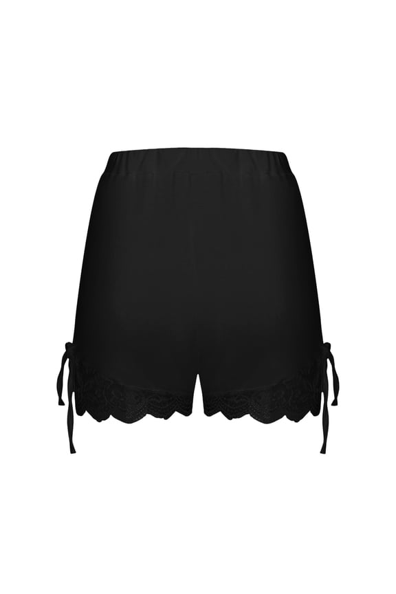Women’s Plus Size Lace Trim Modesty Biker Shorts, High Waist Stretchy Polyester Workout Safety Shorts, Black/White, M-XXXXXL