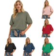 thumbnail image 1 of Unir Women's Raglan Puff Half Sleeve Crewneck Sweatshirt Oversized Cotton Feel Spring Casual Layering Top 1PC S-XXXL Plus Size Friendly, 1 of 4