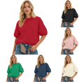 thumbnail image 1 of Unir Women's Raglan Puff Half Sleeve Crewneck Sweatshirt Oversized Cotton Feel Spring Casual Layering Top 1PC S-XXXL Plus Size Friendly, 1 of 4