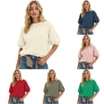 thumbnail image 1 of Unir Women's Raglan Puff Half Sleeve Crewneck Sweatshirt Oversized Cotton Feel Spring Casual Layering Top 1PC S-XXXL Plus Size Friendly, 1 of 4