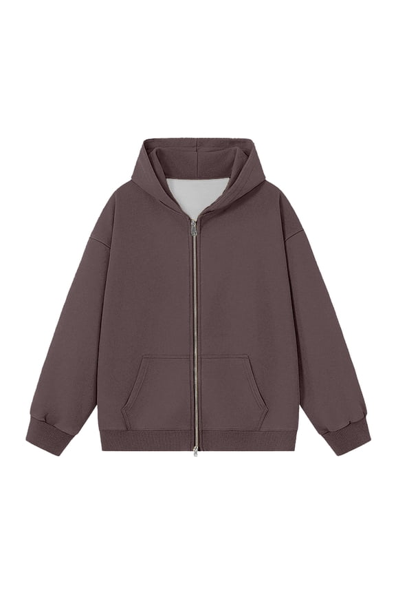 Women's Solid Double Zip Full Zip Hoodie Oversized Air Layer Long Sleeve Casual Layering Jacket Top 1PC S-XXL Plus Size Friendly