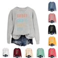 thumbnail image 1 of Unir Women's Sorry Can't Lake Bye Graphic Crewneck Sweatshirt Oversized Long Sleeve Lake Lover Layering Pullover Top 1PC S-XXL Plus Size Friendly, 1 of 4