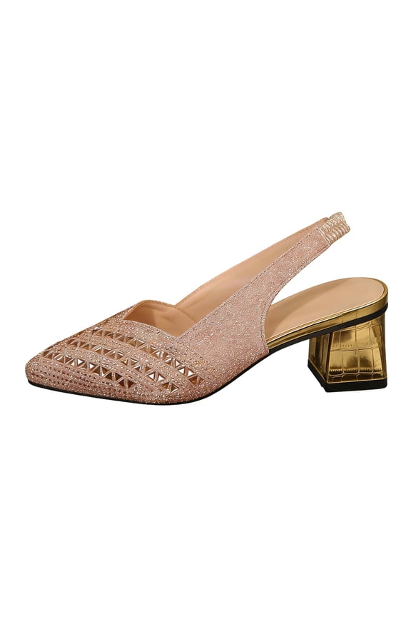 Women's Summer Fashion Rhinestone Decorated Closed Toe Square Heel Sandals, Closed Toe, Square Heel, 1 Pair of Sandals, Sizes 36-43 - Great for Summer Elegant Outfits