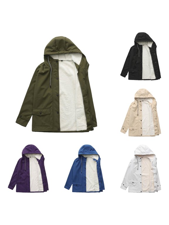 Womens Lined Hooded Nylon Windbreaker Dual Reinforced Flap Pockets Opaque Six Color Durable Easy Care Loose Outdoor Casual Outerwear 1 Count S-XXXL True To Size Plus Size Friendly