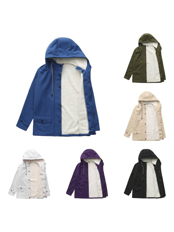 Womens Lined Hooded Nylon Windbreaker Dual Reinforced Flap Pockets Opaque Six Color Durable Easy Care Loose Outdoor Casual Outerwear 1 Count S-XXXL True To Size Plus Size Friendly